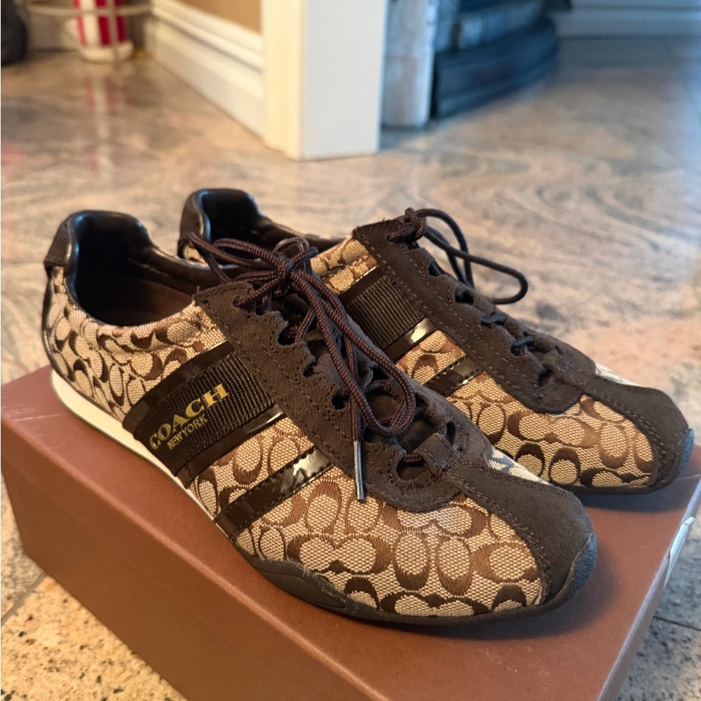 Coach Tan and Black Sneakers